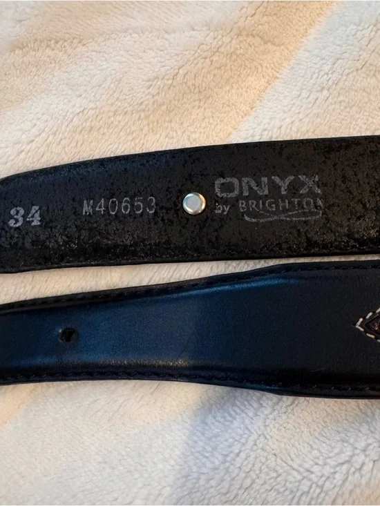 Vintage Brighton black Leather Belt with Turquoise Accents - Size 34 - Picture 4 of 7